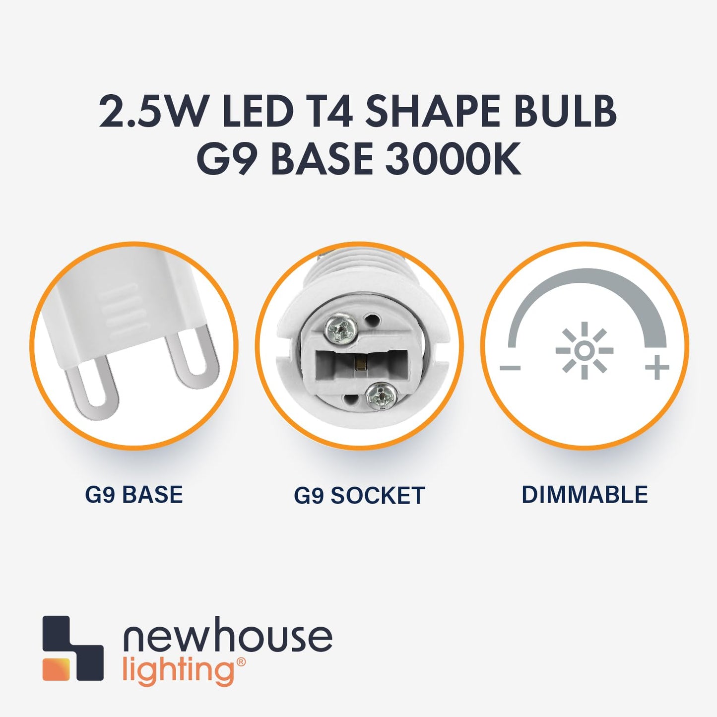 Newhouse Lighting 2.5w LED T4 Bulb G9 Base 3000k (4-Pack)