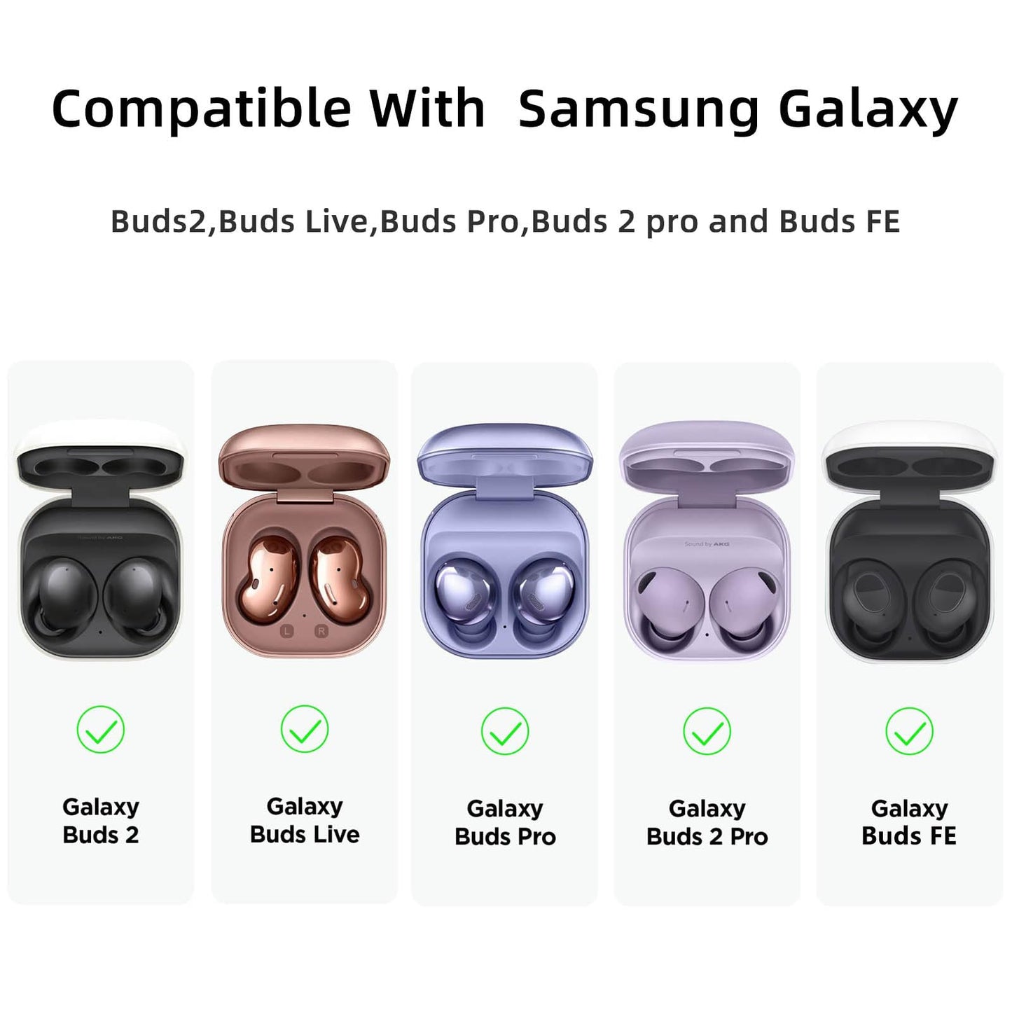 AIIEKZ Compatible with Samsung Galaxy Buds FE/ 2 / Buds Pro/Buds Live/Buds 2 Pro, Soft Silicone Case with Gold Heart Pattern with Cute Butterfly