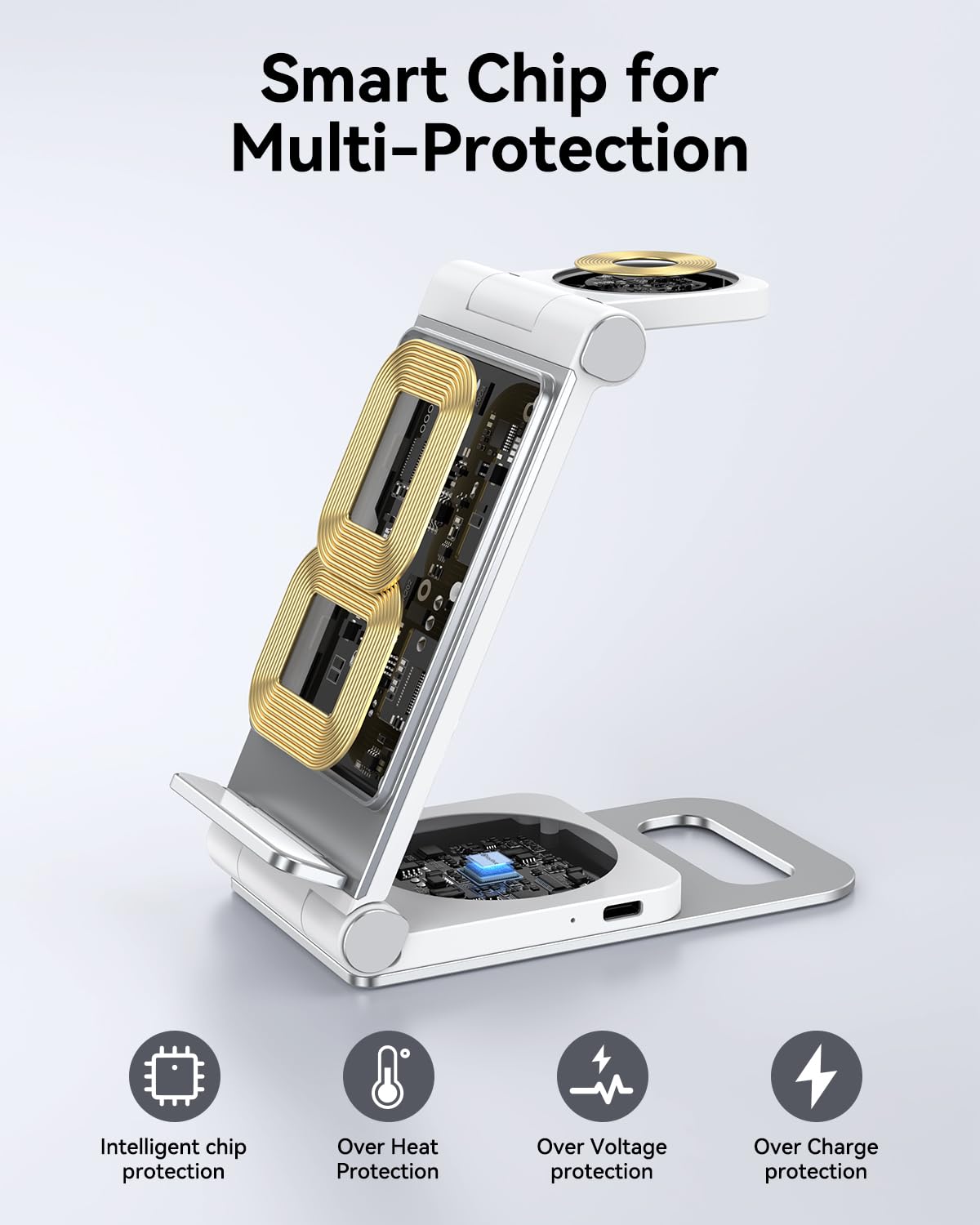 Wireless Charger for Samsung, 3 in 1 Wireless Charging Station Foldable