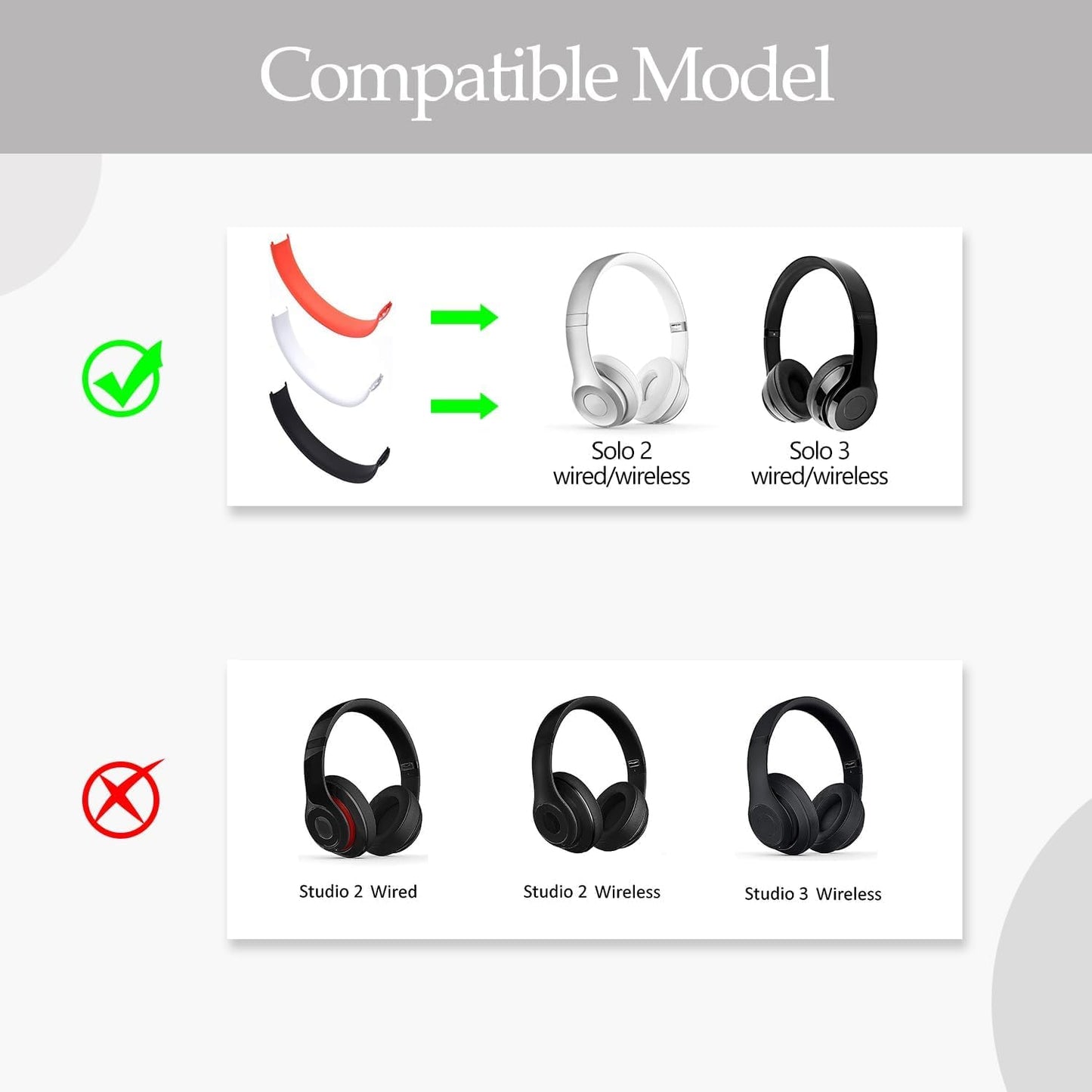 Adhiper Replacement Cushion Solo 3 Cushion Replacement Top Headband Foam Rubber Cushion Pad is Compatible with Solo 2.0 Solo 3.0 Wired Wireless
