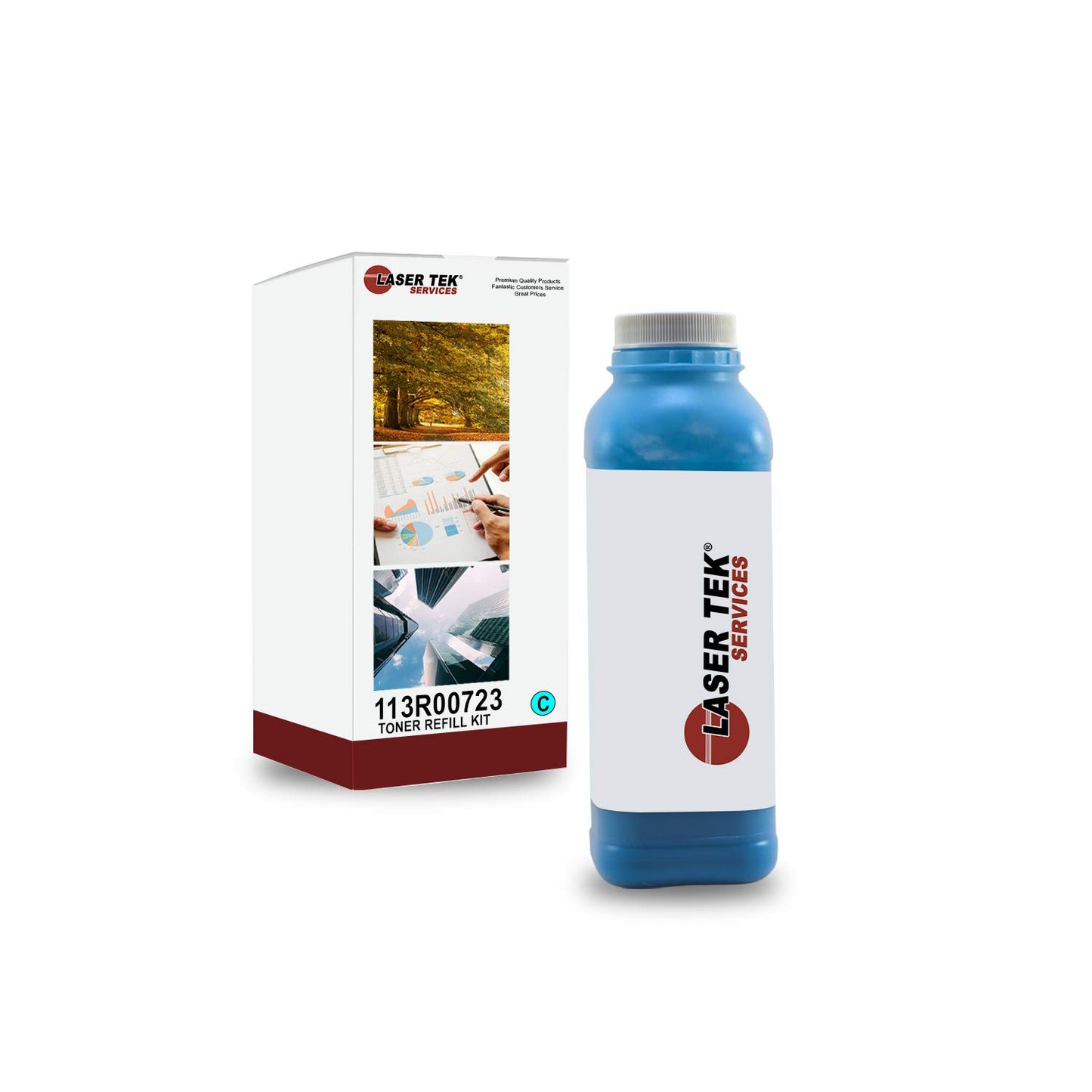 Compatible 6180 Toner Refill Kit - Refills Xerox 113R00723 Toner Cartridges - Works with Phaser 6180, 6180DN, 6180MFP Printers - Cyan (1-Pack)