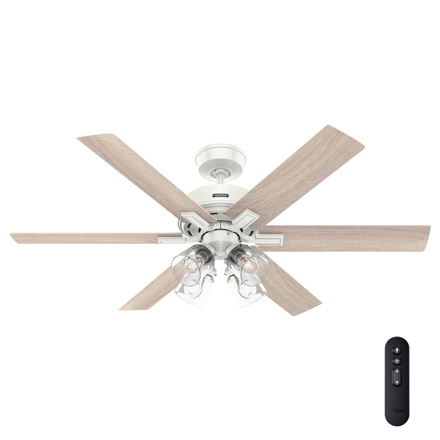 Hunter Fan 52 Inch Fresh White Indoor Ceiling fan with Light and Remote for Bedroom, Living Room, Office, Kitchen (Renewed)
