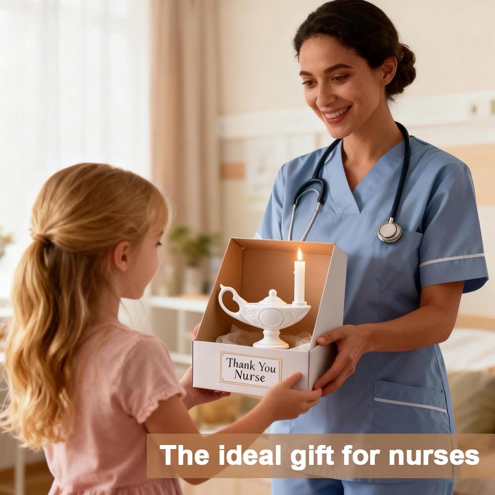 LinkAmoreVibe 2pcs Nurse Graduation Lamp, Flameless LED Candle with Ceramic Base, Memorial Light for Funeral, Vigil & Moment of Silence, Nurse