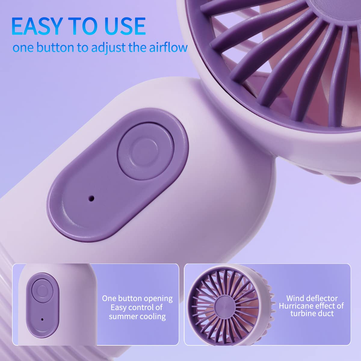 JODNO Mini Portable Fan 3 Pack, Cute Handheld Battery Operated Lightweight Small Personal Fan with 3 Speeds and USB Rechargeable Eyelash Fans