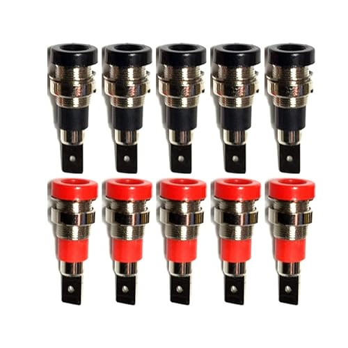 GDQLCNXB 4mm Banana Jack Socket Female Adapter Panel Mount Binding Post for 4mm Banana Plug Connectors 10Pcs (Black and Red