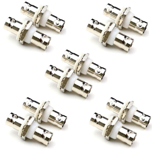ANHAN BNC Female Bulkhead Connectors - BNC Coax Extension Cable Adapters for CCTV Camera Security System (10 Packs)