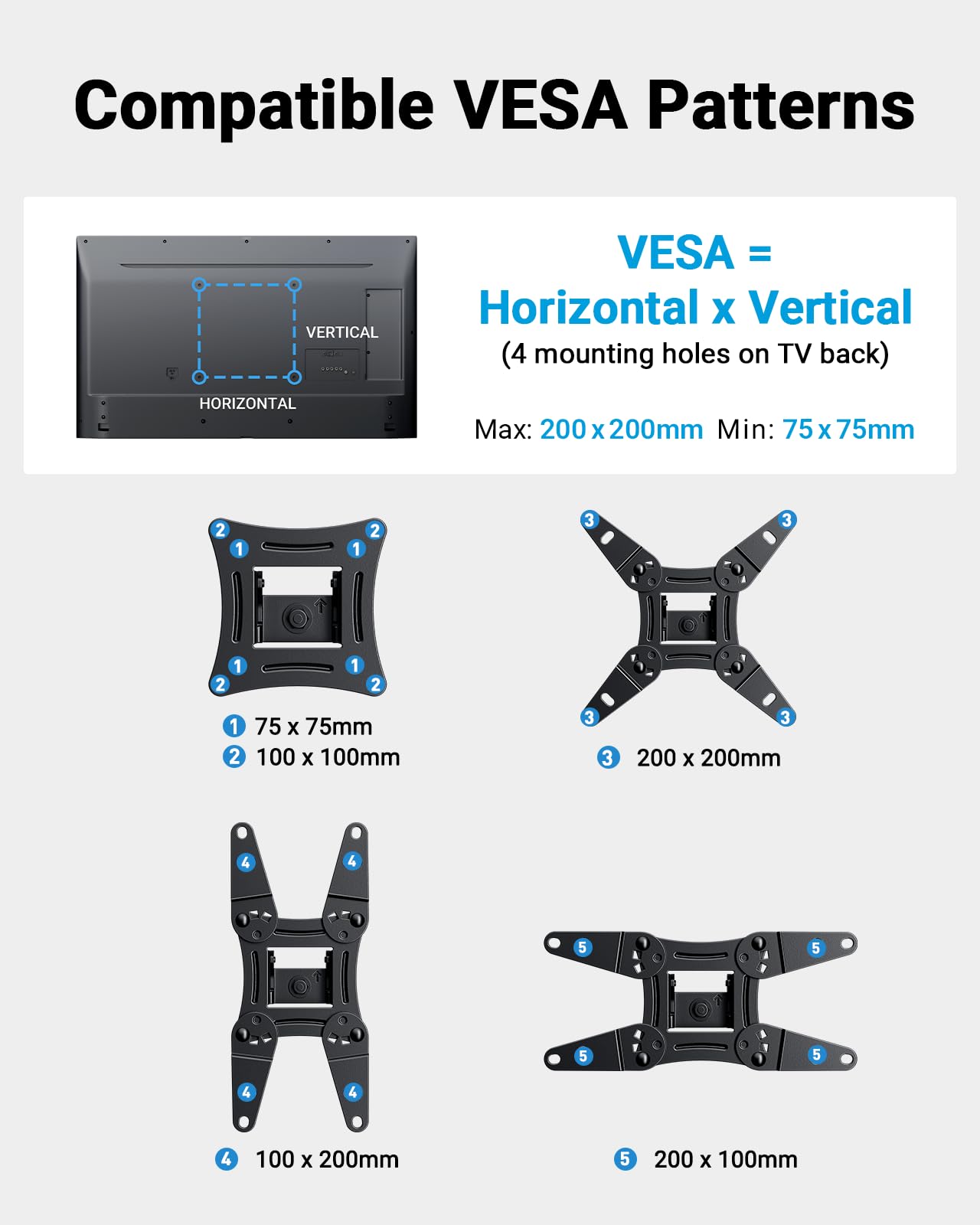 Pipishell Full Motion TV Wall Mount for Echo Show 21/15 and 13-43 Inch Flat Curved Screen TVs & Monitors, Max VESA 200x200mm up to 44lbs, TV Mount