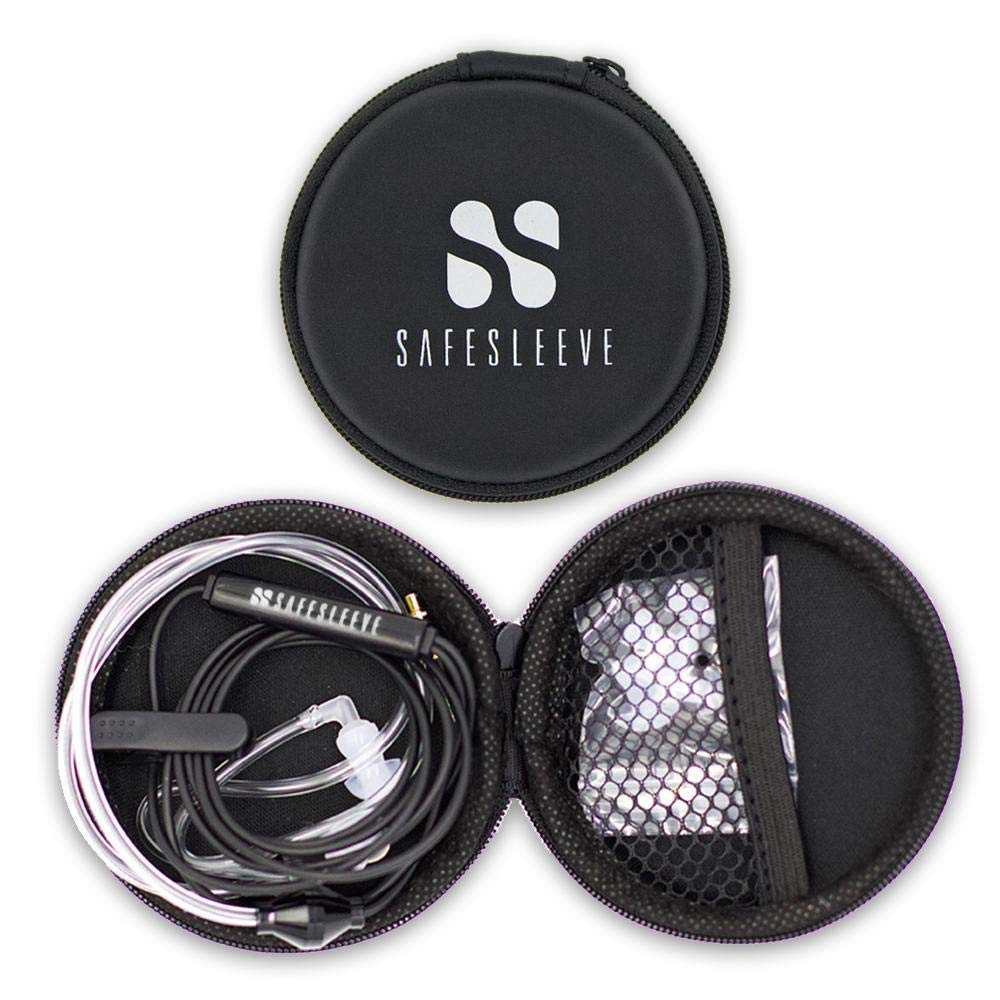 SafeSleeve EMF Protection Anti Radiation Free Air Tube Headphones: Reduces EMF Radiation 5G, Aluminum Metal Earbuds with Microphone & Volume Control