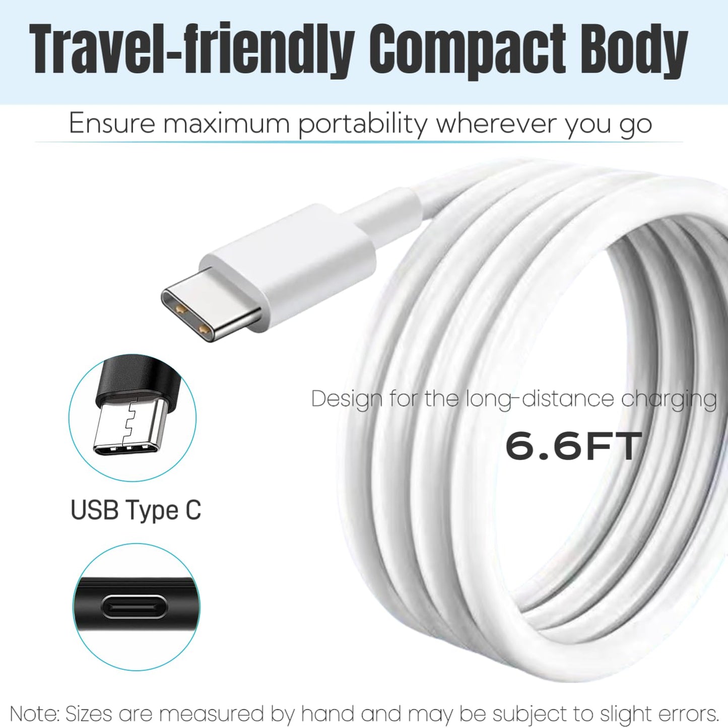 Charger Charging Cable Compatible with SimpleHuman 8" Round Sensor Makeup Cosmetic Mirror (2022 New Model) ST3052 ST3053 ST3054 ST3055 ST3034,etc-6.6