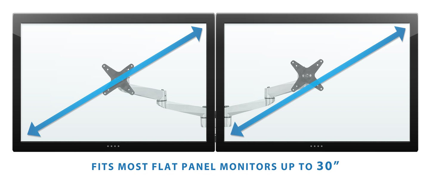 Mount-It! Dual Full Motion Monitor Wall Mount, Compatible with VESA 75 and 100, Fits Computer Screens 19, 20, 21, 24, 27, 30 Inches, Silver (MI-43114)