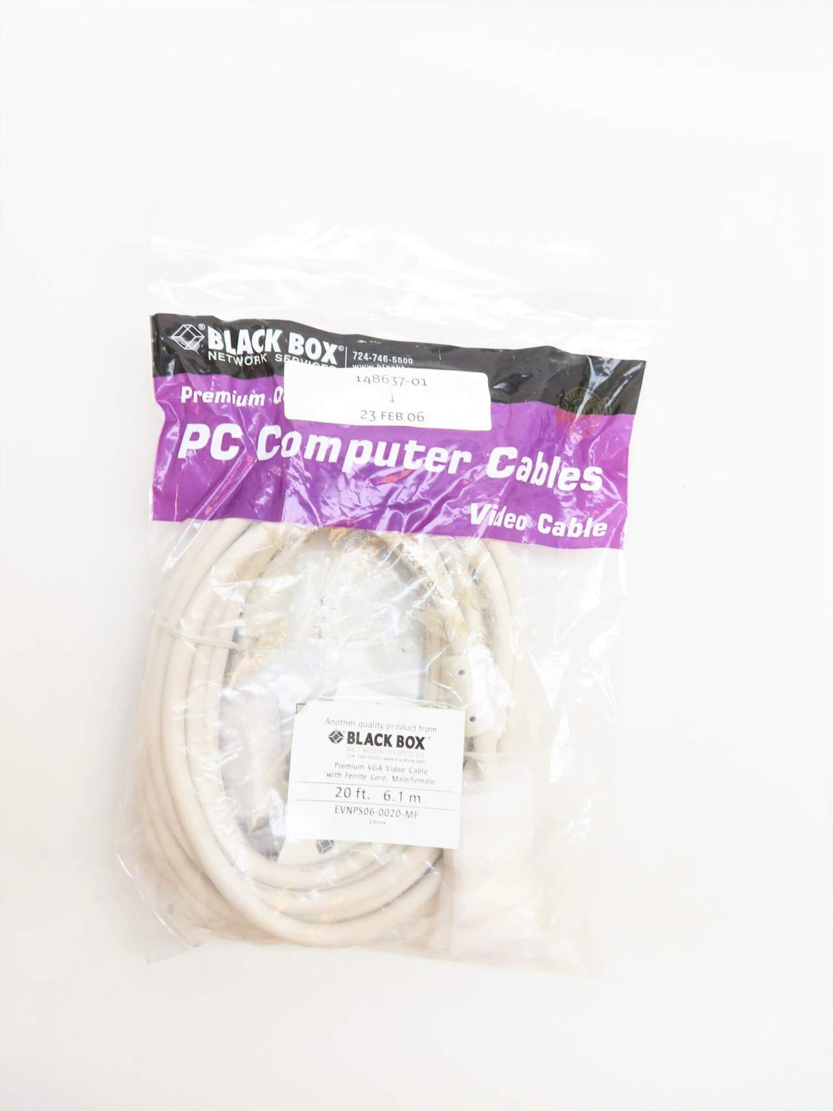 Black Box 20FT VGA Video Cable with Ferrite Core, Beige, Male/Female