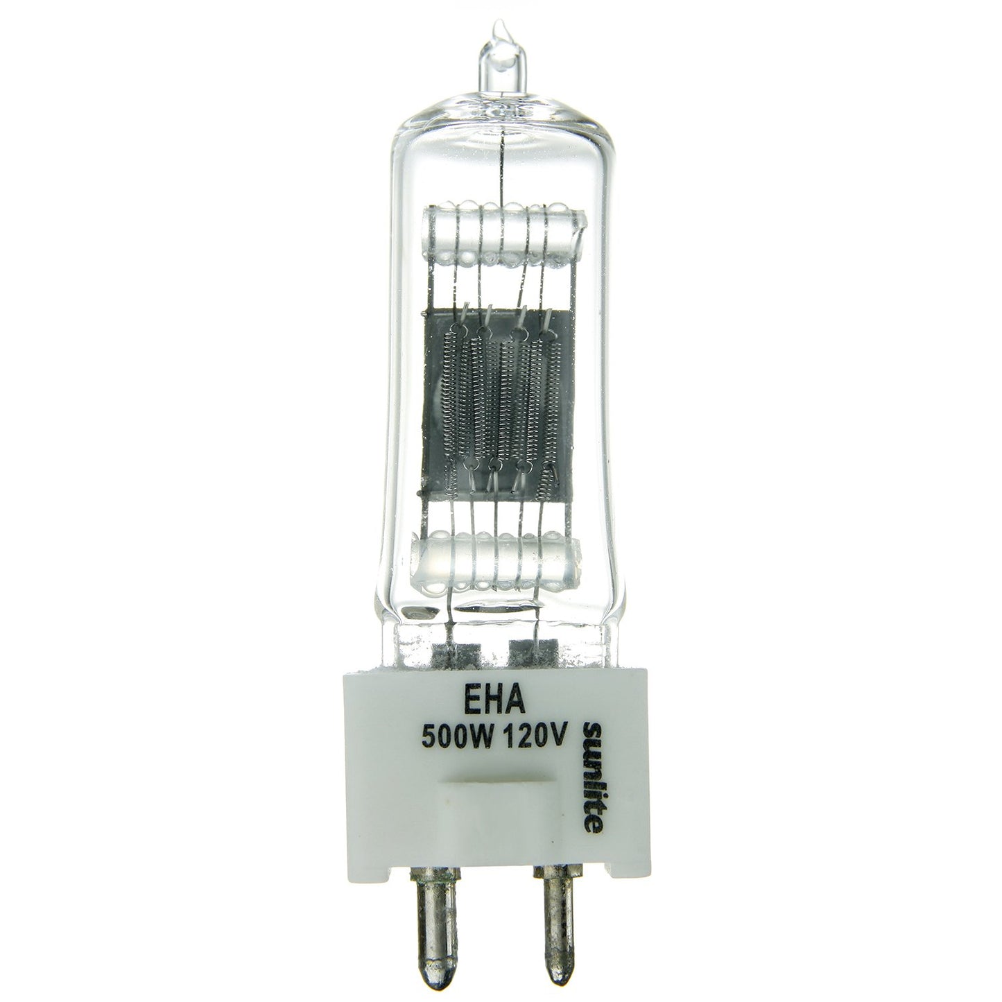 Sunlite T6 EHA Clear Light Bulb, 500 Watts, 120V, C-13D Filament, 4.17A, 11000 Lumens, 99 CRI, Medium 2-Pin GZ9.5 Base, 3250K Warm White, Ideal