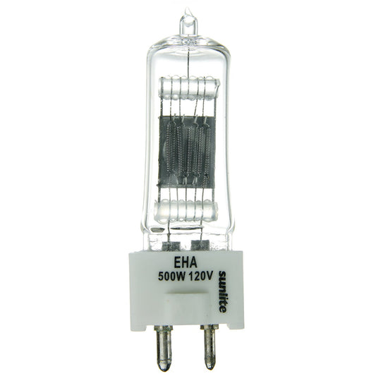 Sunlite T6 EHA Clear Light Bulb, 500 Watts, 120V, C-13D Filament, 4.17A, 11000 Lumens, 99 CRI, Medium 2-Pin GZ9.5 Base, 3250K Warm White, Ideal