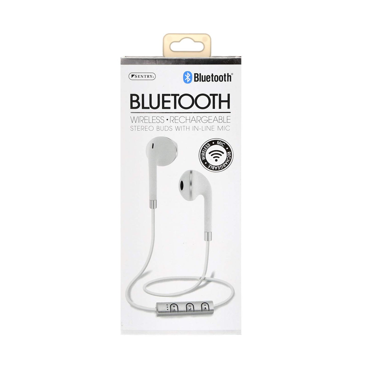 Bluetooth® Wireless Stereo Earbuds with Mic -White