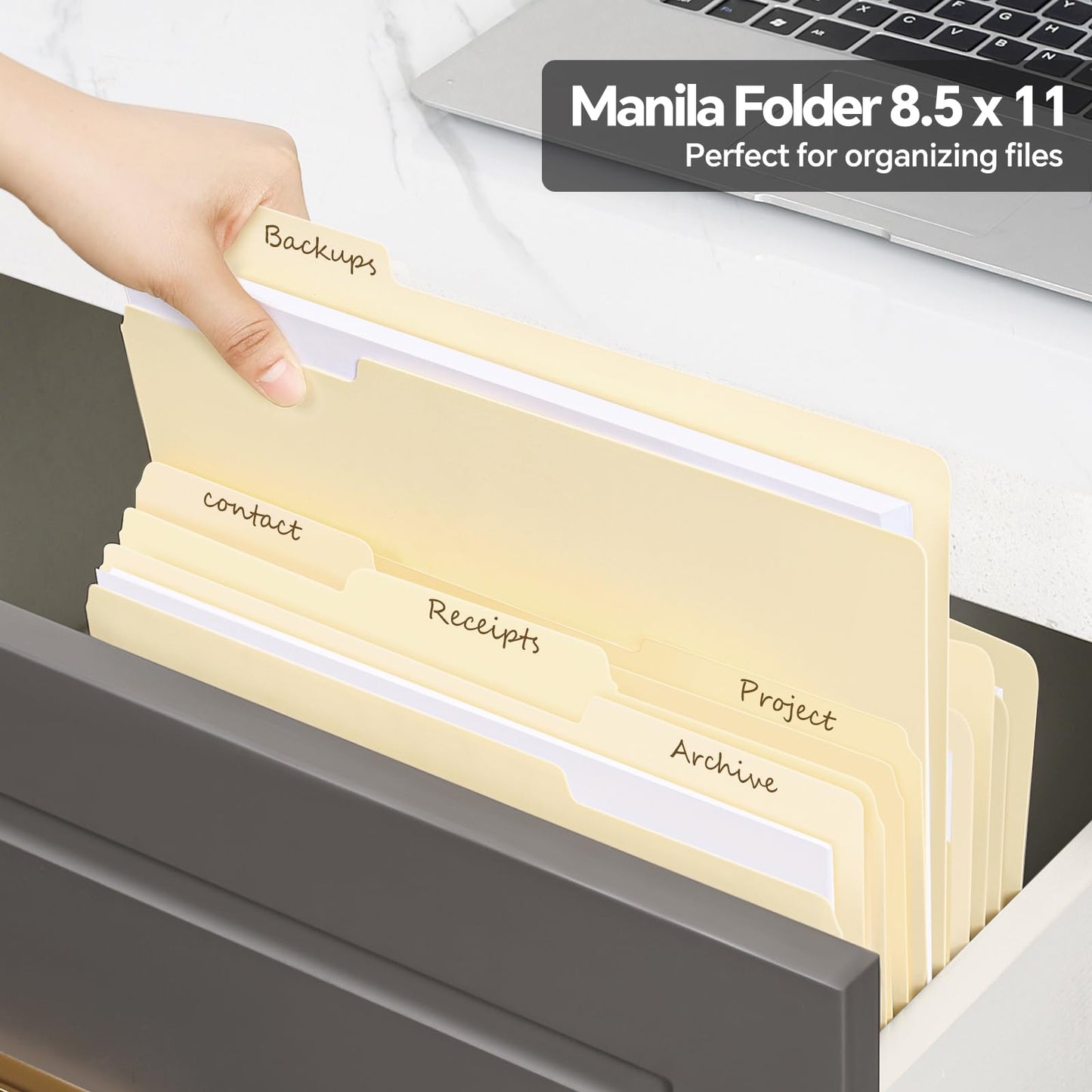 File Folders,21 Pack Manilla Folders 8.5x11,1/3 Cut Tabs Manila File Folders Letter Size for Easy Labeling and Organization,Vanilla Folders Great