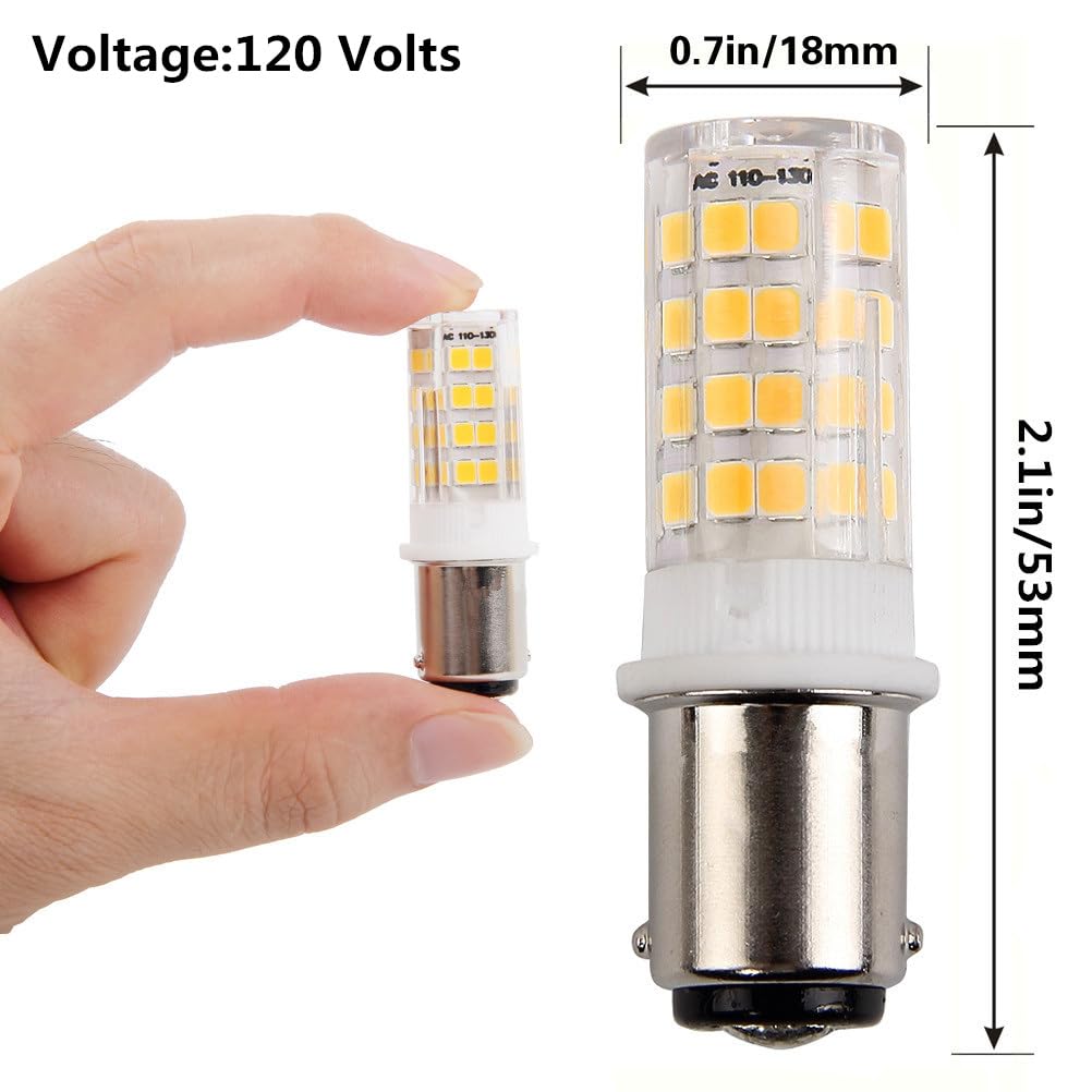 4PCS BA15D led bulb 120V Double Contact Bayonet base 5 Watt Warm White 3000K for Sewing Machine Lamp, Non-dimmable