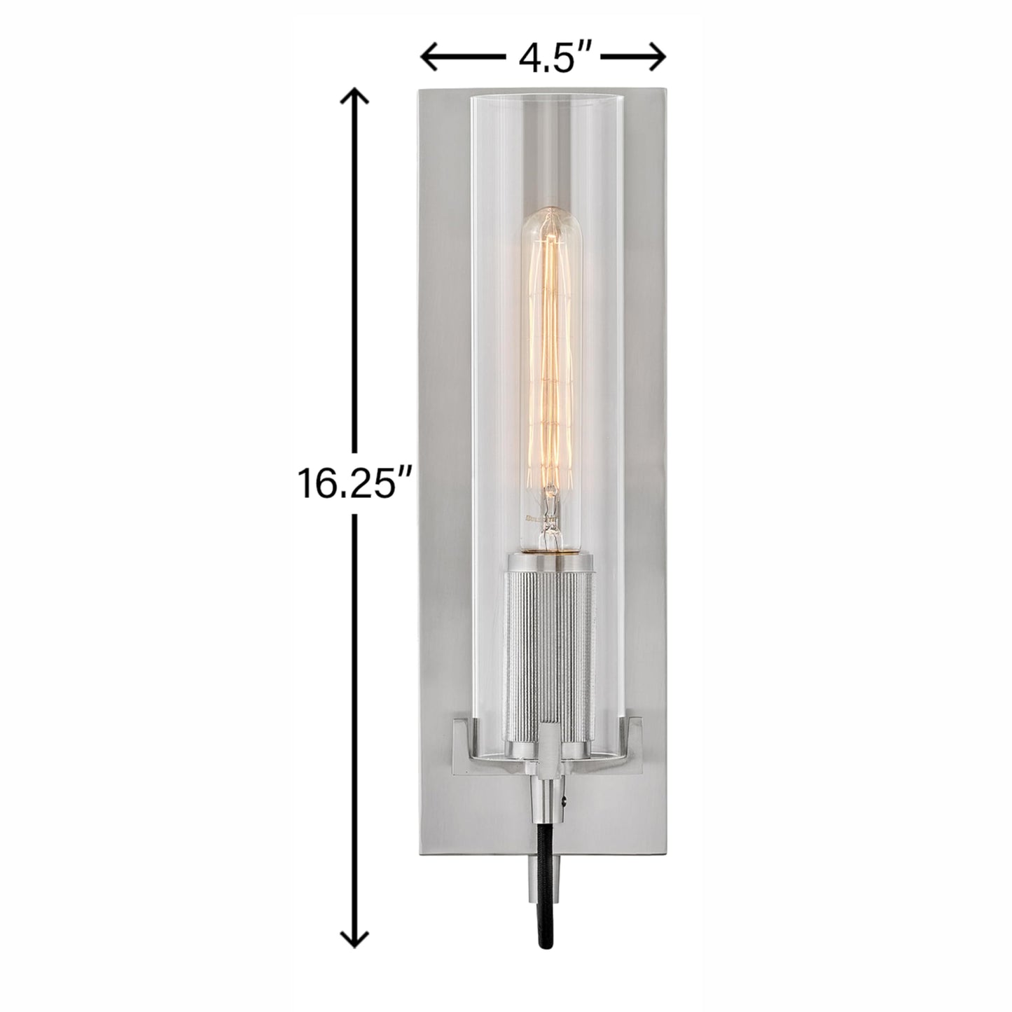Hinkley Ryden Single Light Wall Sconce, Clear Glass Shade, Modern Industrial, Sleek, Slender, Brushed Nickel Finish