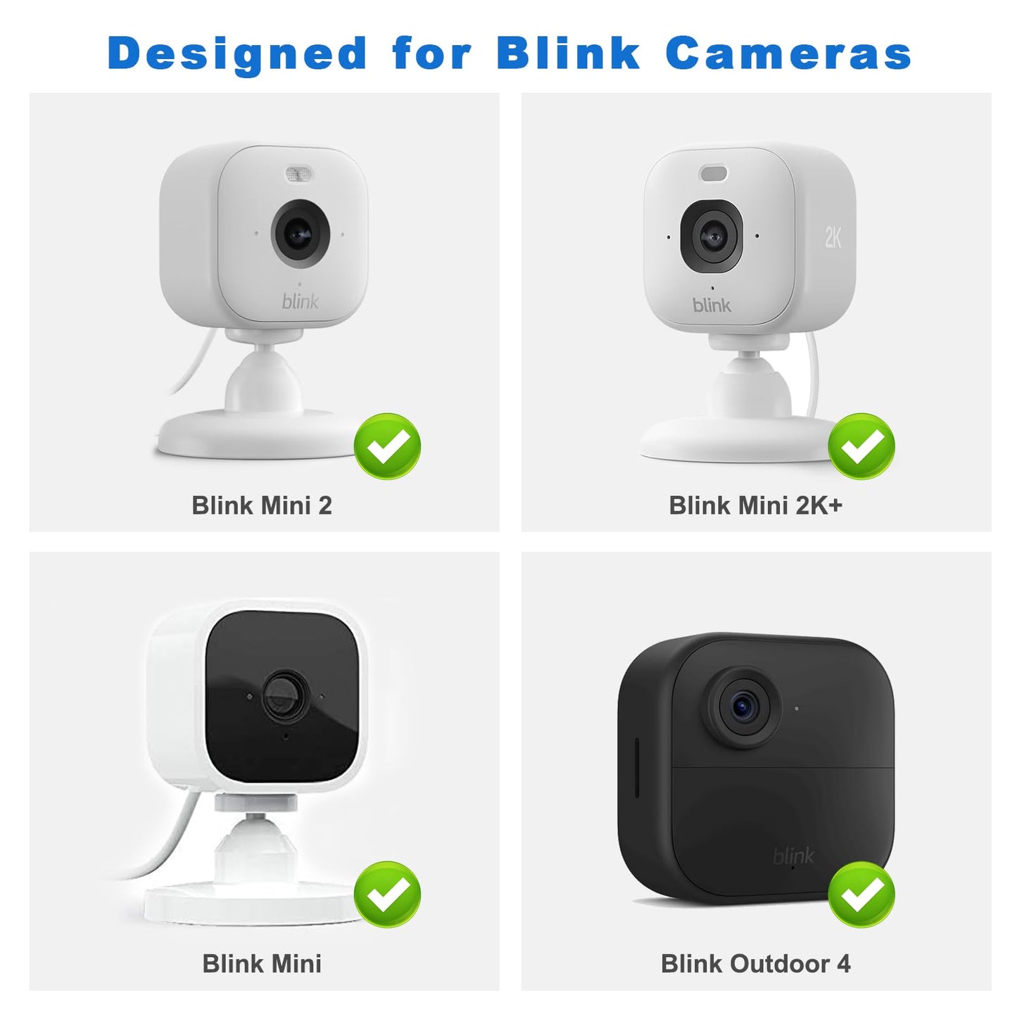 Blink Mini 2 Camera Mount, No Drilling Wall Mount Compatible with Blink Mini 2K+/Outdoor 4 Cameras, Adhesive Holder for Indoor Outdoor Camera, White