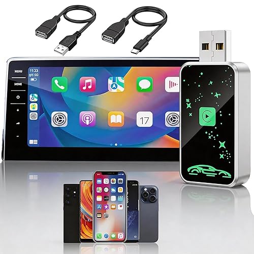 Mini Wireless Carplay Adapter for Apple for iPhone, 2026 Upgraded Convert Wired to Wireless Car Play Adapter,Fast Auto-Connect & No Latency