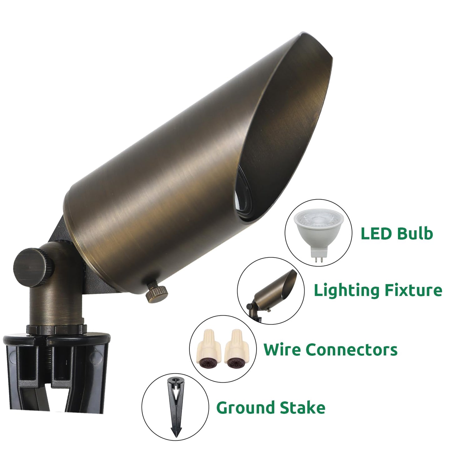 DOSHINE® Solid Brass Landscape LED Spotlights Outdoor Low Voltage Landscape Lighting AC/DC 12V Uplight Accent Light for Tree Garden Yard
