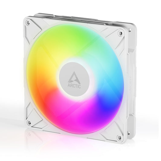 ARCTIC P14 Pro A-RGB (White) - Powerful Premium Fan, 140 mm PWM Fan with Y-Cable Splitte, 400-2500 RPM, 0 RPM <5% PWM, 5V Digital RGB, Fluid Dynamic