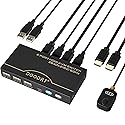 4K KVM Switch, HDMI USB Switch for 2 Computer Share 1 Monitor and 3 USB Devices Support 4K@60Hz, Including 2 HDMI Cable and 2 USB Cable