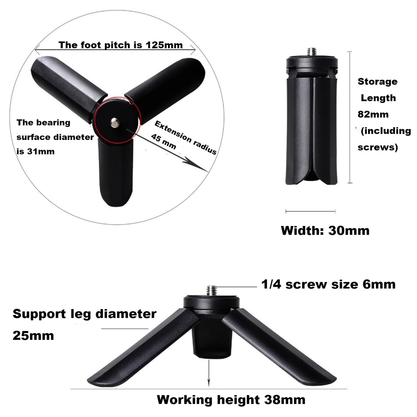 2 Pack Mini Tripod Compatible with DJI Osmo Pocket 3 & 2 Portable Camera Tripod Desktop Stand Practical Digital Equipment Accessories Camera Parts