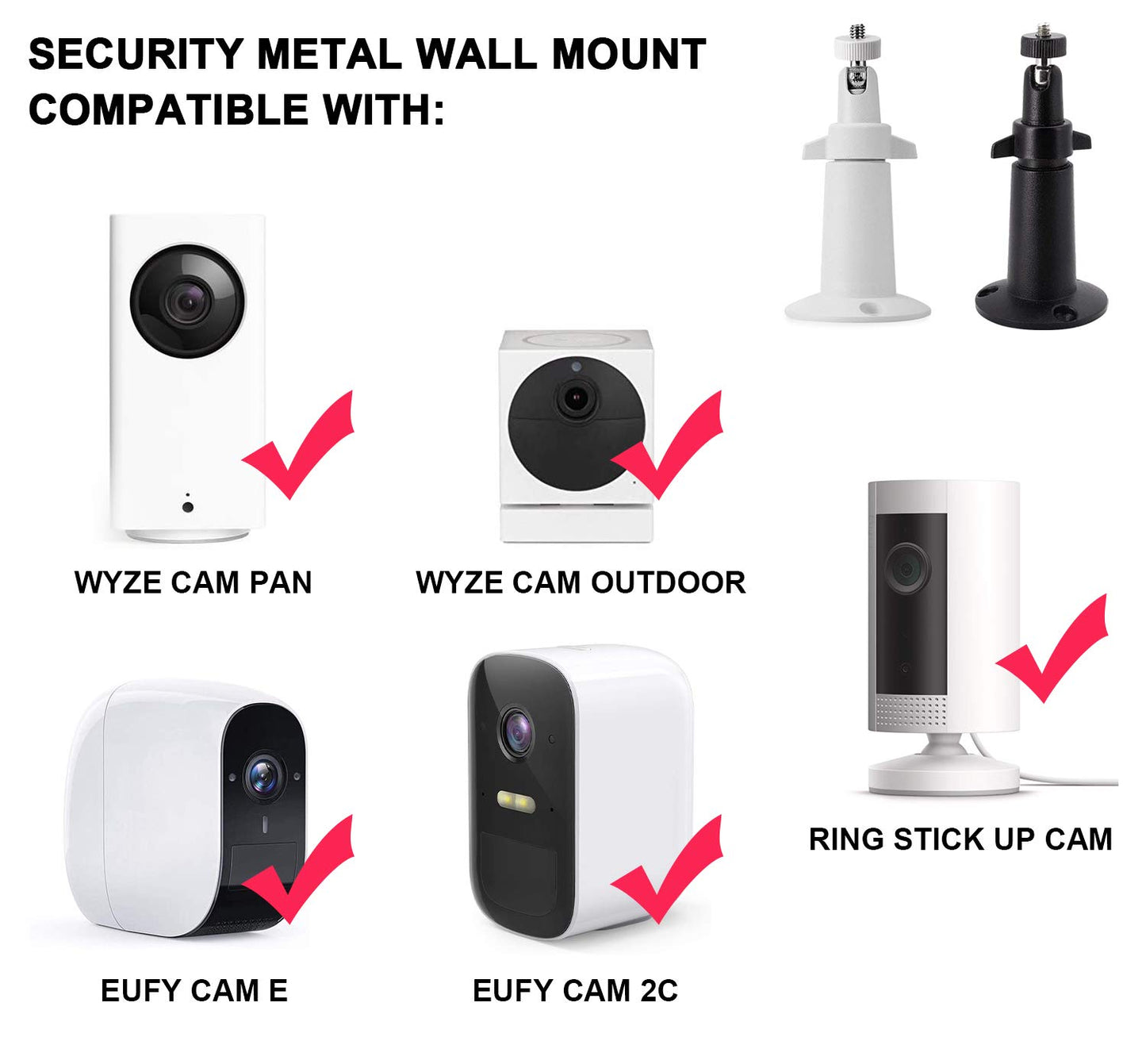 BFYTN Security Camera Wall/Ceiling Mount, Adjustable Indoor/Outdoor Mount Compatible with Arlo Pro/2/3/Ultra, & Others - Ring Stick Up Cam Battery