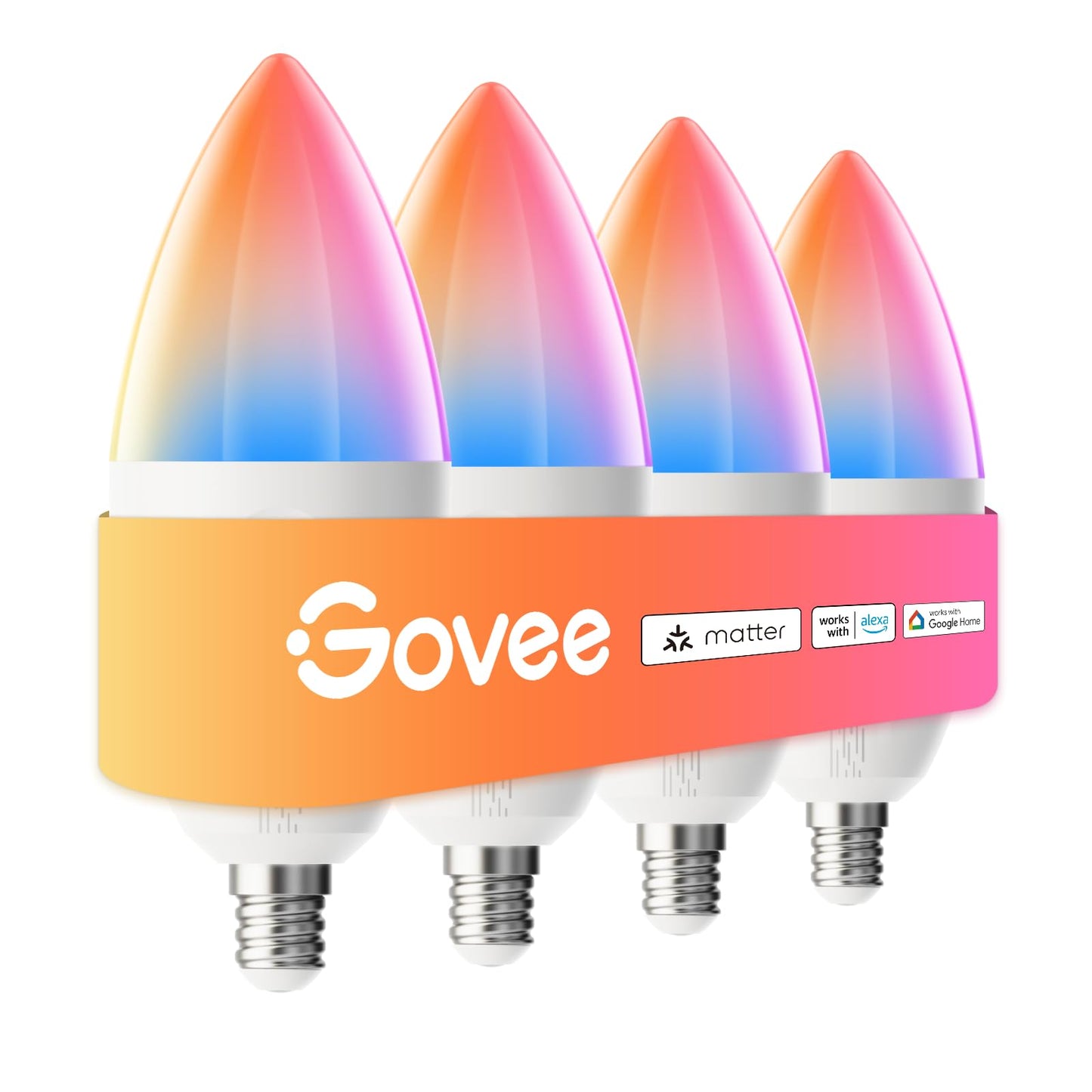 Govee E12 Led Bulb, Color Changing Candelabra Bulbs 450 LM, 80 CRI, 4 Pack
