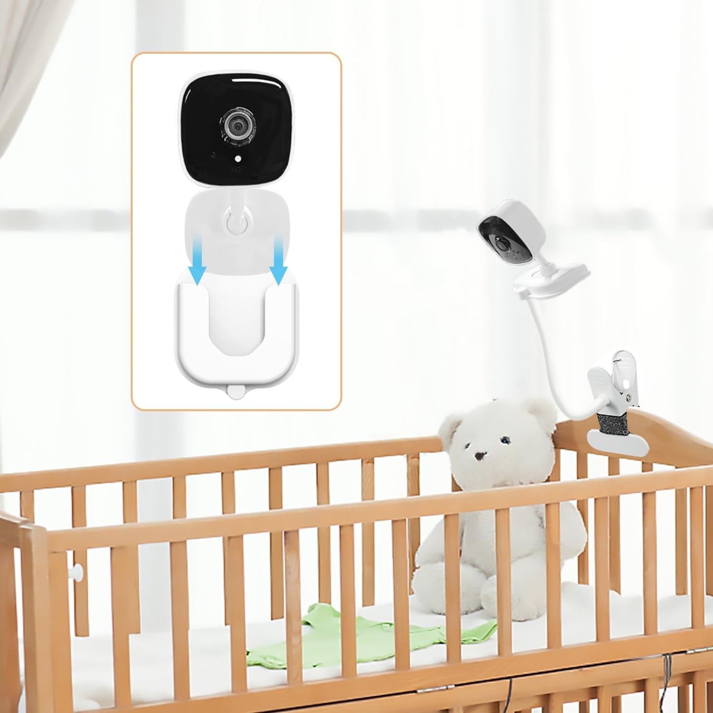 SZAOYU 2 Pack Baby Monitor Mount for Tapo Indoor Security Camera C100/C101/C110/C111 - Flexible Long Gooseneck Arm, Baby Camera Holder Stand No