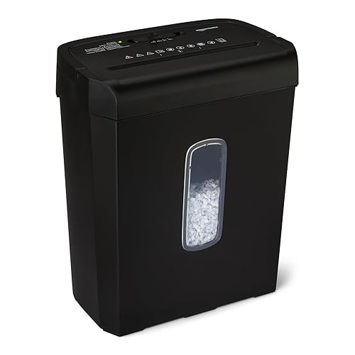 Amazon Basics 6-Sheet Cross-Cut Paper Shredder and Credit Card Shredder, 3.7 Gallon, Black