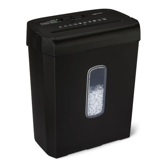 Amazon Basics 6-Sheet Cross-Cut Paper Shredder and Credit Card Shredder, 3.7 Gallon, Black