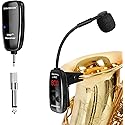 XIAOKOA Wireless Microphone for Saxophone, UHF Wireless Microphone for Musical Instruments, Wireless Receiver and Transmitter for