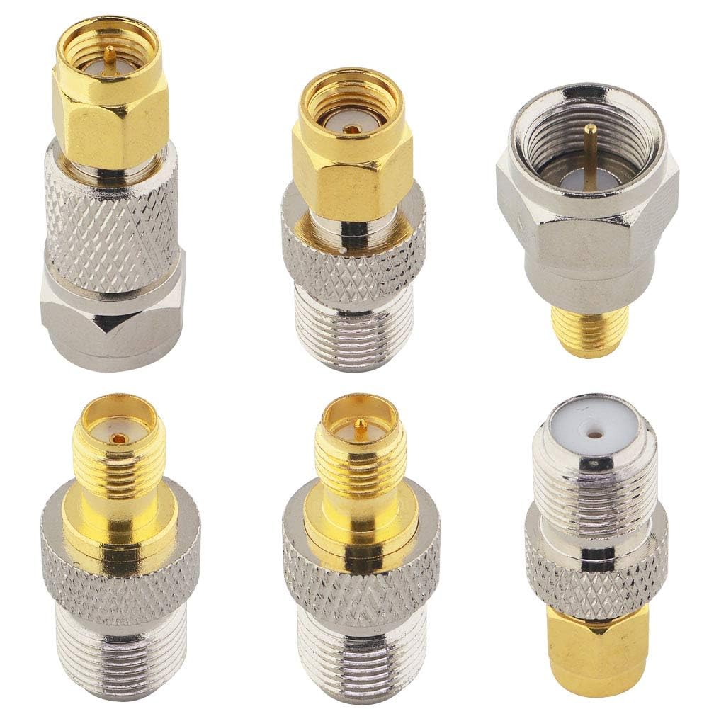 Boobrie F to SMA/RP-SMA Kit 6 Pack F Type to SMA and RP SMA Set SMA to RG6 Adapter Female to Female Coaxial Connector Female to Male Coax Adapter