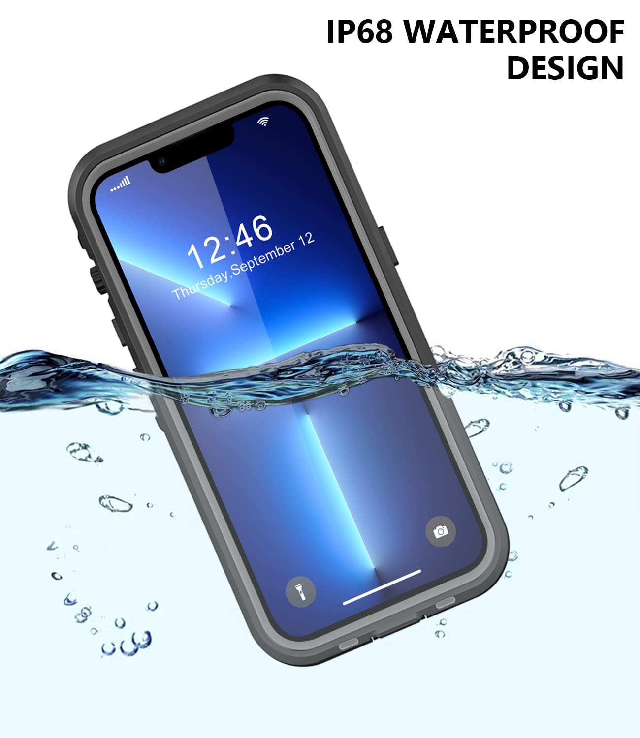 Protebox for iPhone 13 Pro Waterproof Case with Built-in Screen Protector, Shockproof Dustproof Full Body Protective IP68 Waterproof Phone Case