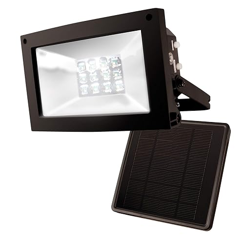 Maxsa 40330-RS 80LM 12 LED Solar-Powered Dusk to Dawn Outdoor Flood Light, 10 Hour Weatherproof and Dark Sky Compatible Cool White Security Light