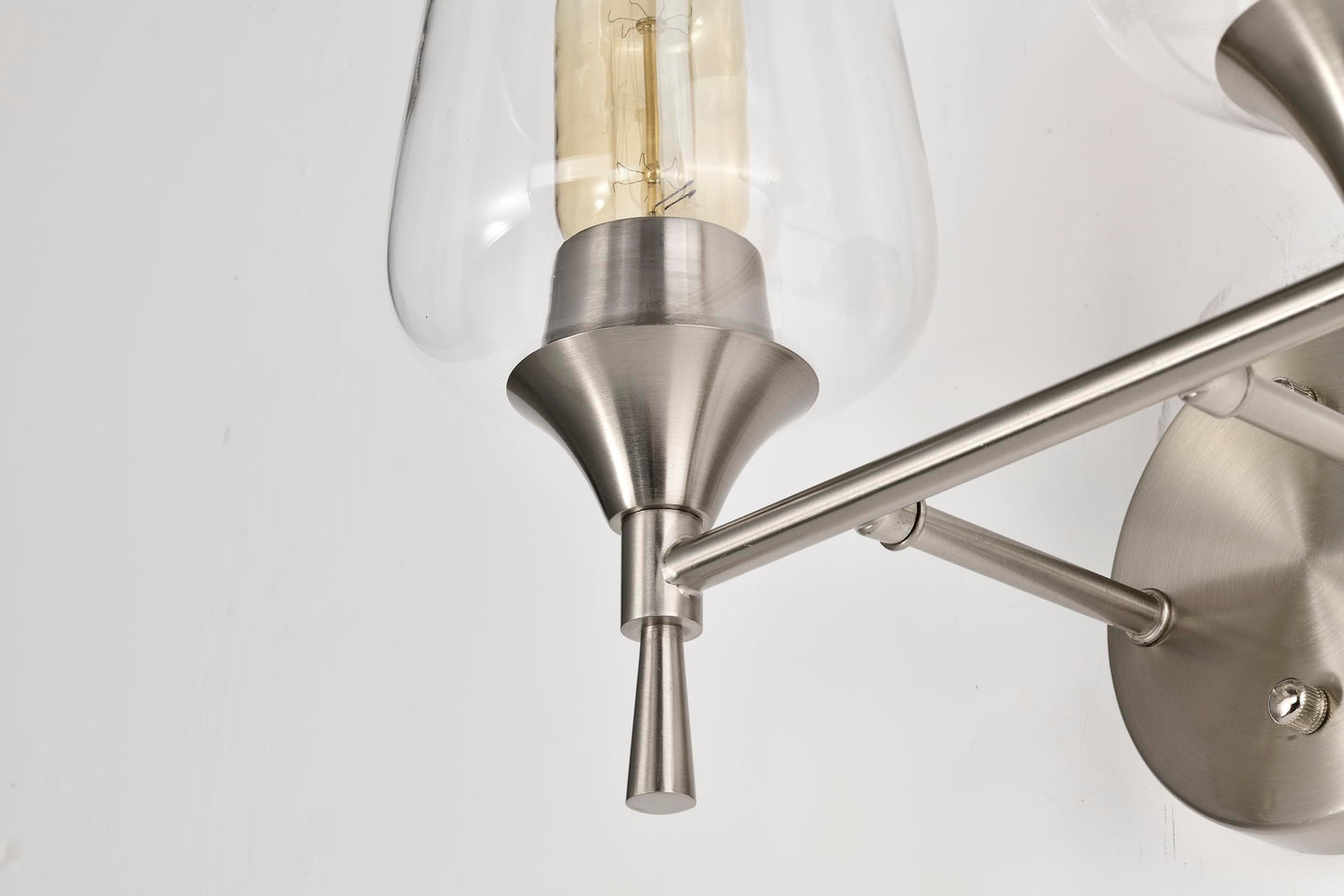 Edvivi 2-Light Bathroom Vanity Light, Modern Brushed Nickel with Clear Glass Shade Bathroom Light Fixtures, Wall Light for Mirrors, Bedroom, Living
