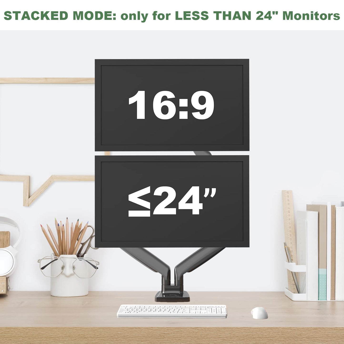 UPGRAVITY Dual Monitor Mount, Dual Monitor Desk Mount for Two Ultrawide 22"-34" Flat/Curved Computer Screens, Fully Adjustable Gas Spring Double