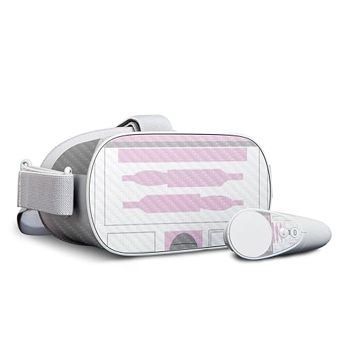 MightySkins Carbon Fiber Skin for Oculus Go - Pink Cyber Bot | Protective, Durable Textured Carbon Fiber Finish | Easy to Apply, Remove, and Change