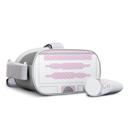 MightySkins Carbon Fiber Skin for Oculus Go - Pink Cyber Bot | Protective, Durable Textured Carbon Fiber Finish | Easy to Apply, Remove, and Change