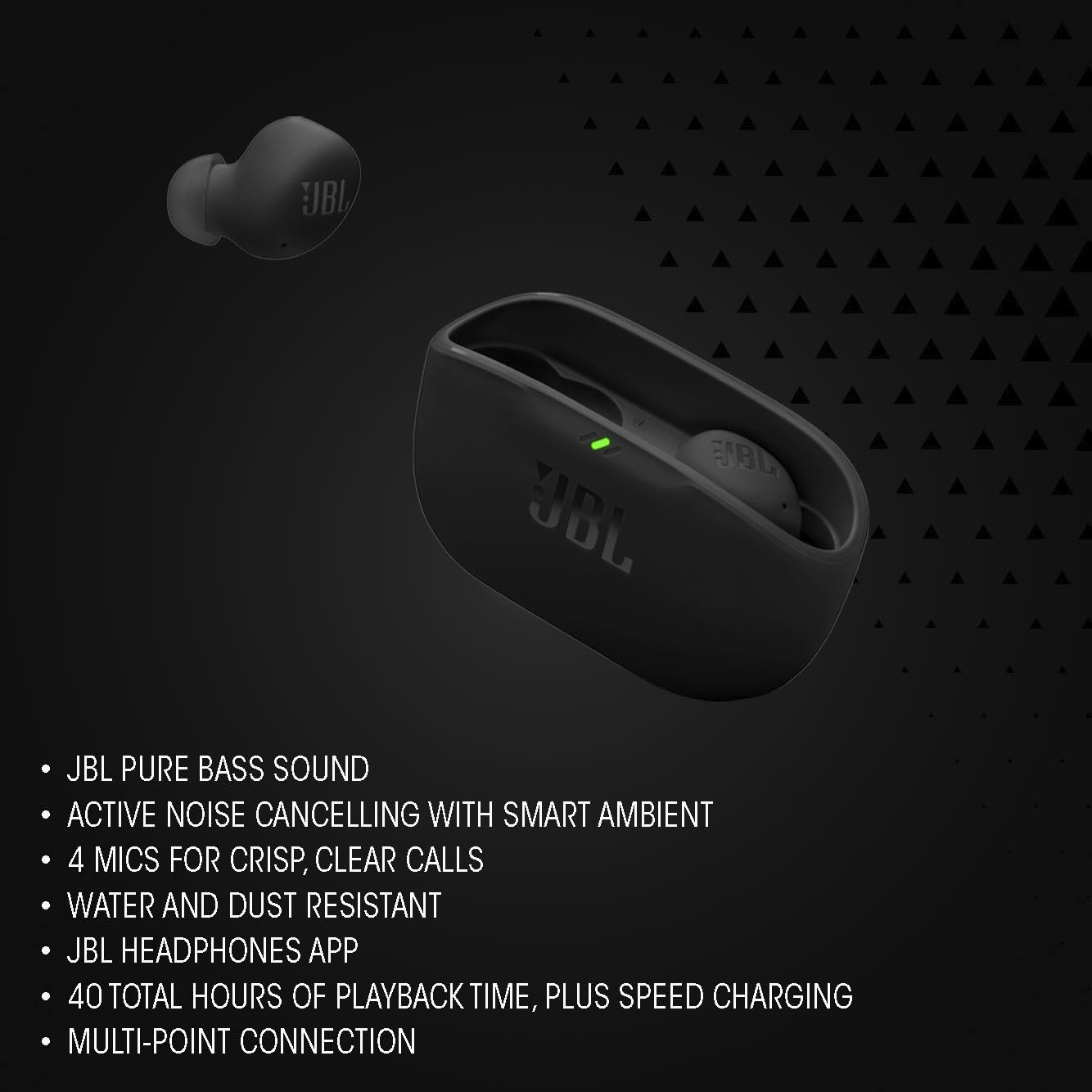 JBL Vibe Buds 2 - True Wireless Noise Cancelling Earbuds with JBL Pure Bass Sound & Smart Ambient Technology, 4mics for Crisp, Clear Calls, up