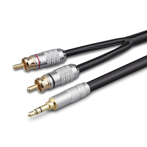 Primeda Audiophile Audio Cable Stereo 3.5mm Male to 2 RCA Male Hi Fi for MP3,CD,Speakers,Home Theater,HDTV (Straight 3.5mm (6 Feet))