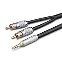 Primeda Audiophile Audio Cable Stereo 3.5mm Male to 2 RCA Male Hi Fi for MP3,CD,Speakers,Home Theater,HDTV (Straight 3.5mm (6 Feet))