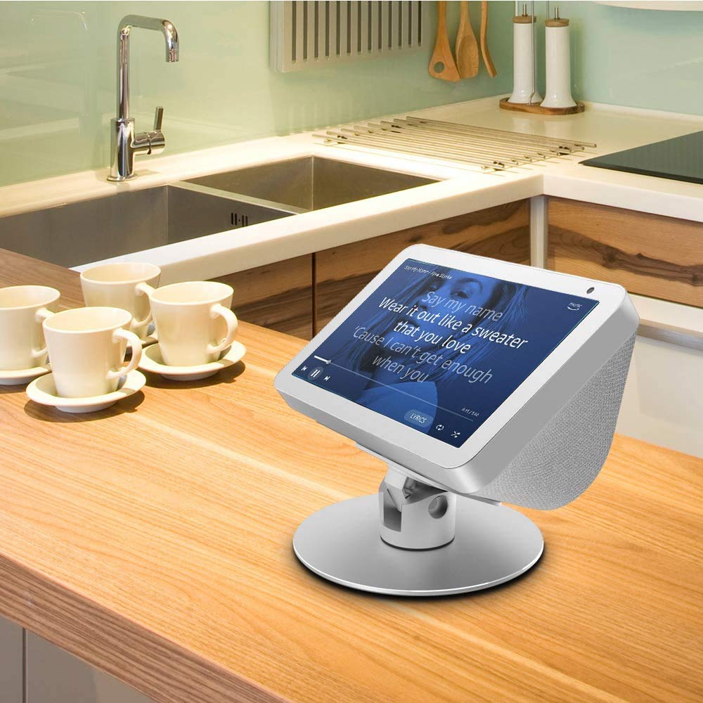 Echo Show 8 Adjustable Stand, Stand for Amazon Echo Show 8, Horizontal 360 Rotation Longitudinal Angle Change Echo Show 8 View White MY012-02