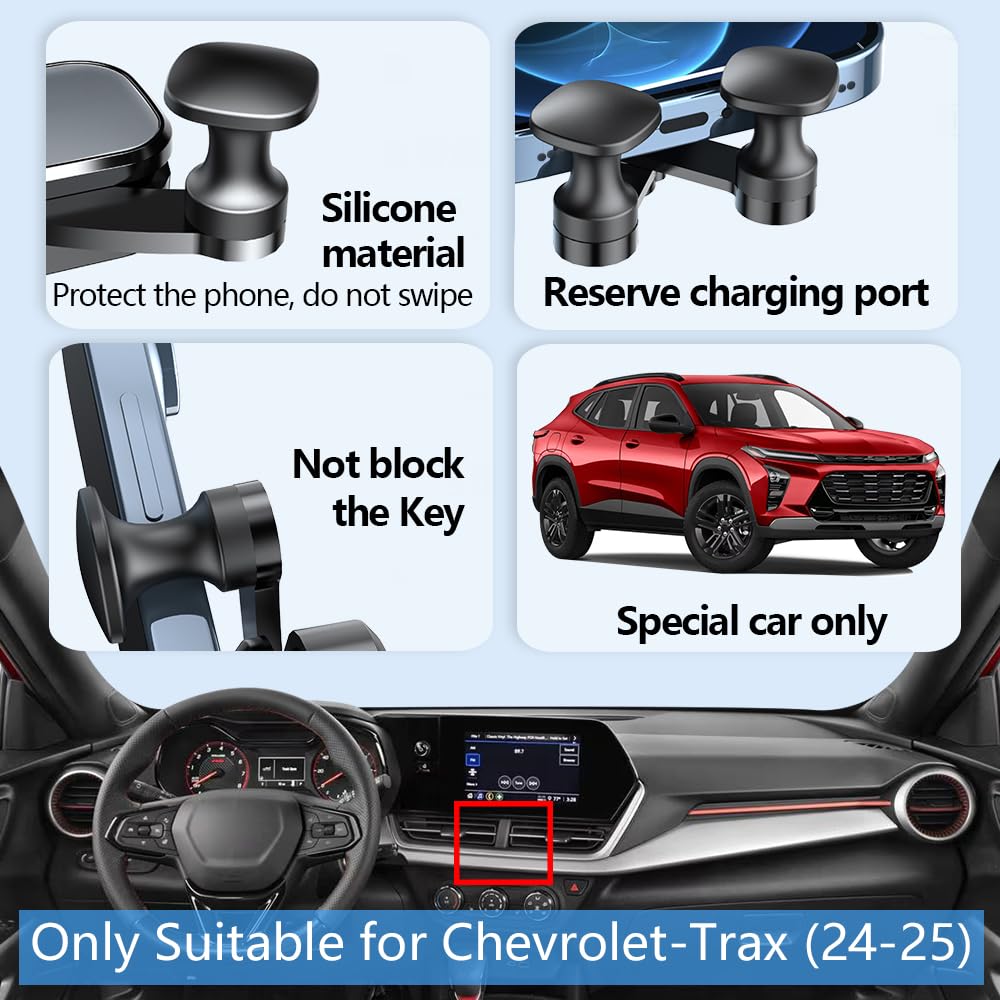 LUNQIN Car Phone Holder Mount for Chevy Chevrolet Trax 2024 2025 2026 Auto Accessories Interior Decoration Mobile Cell Smartphone Bracket