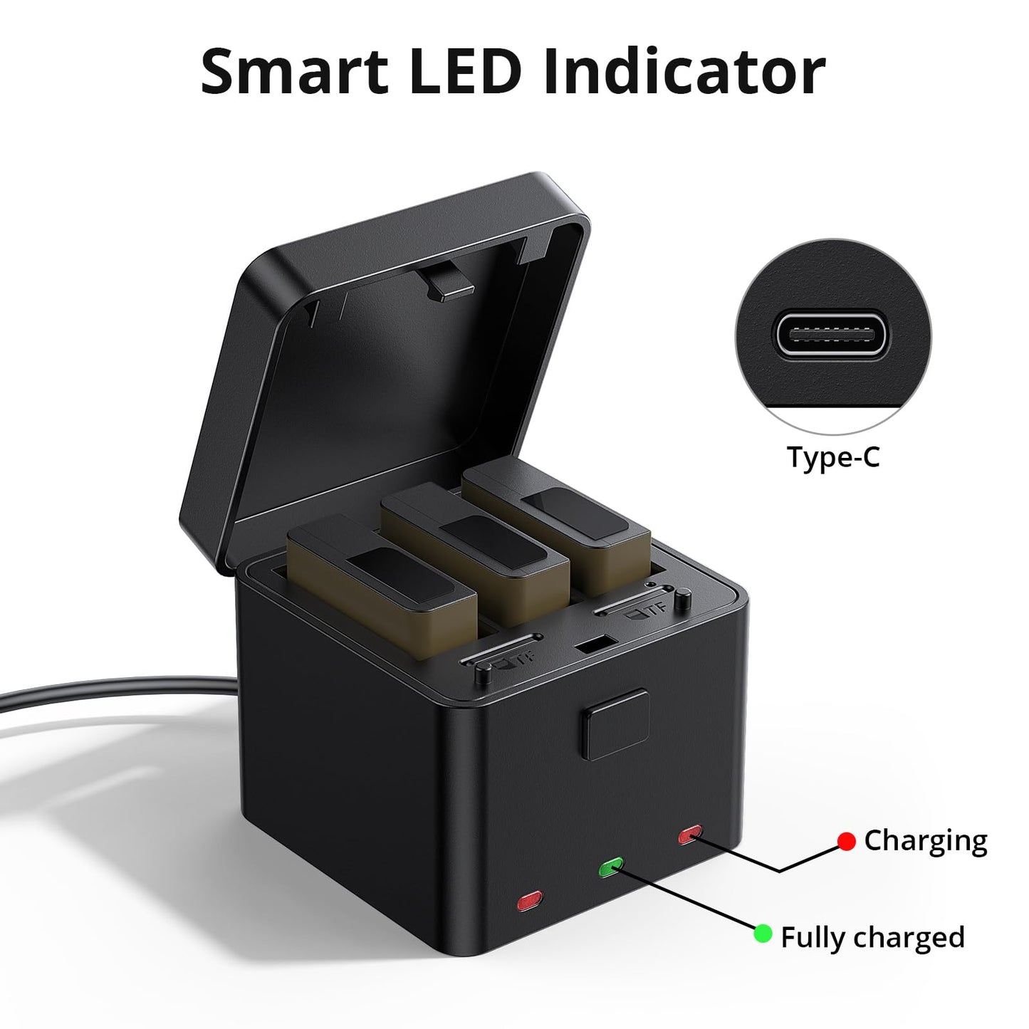 AKASO 3 x 1050mAh Rechargeable Action Camera Battery with 3-Channel Charger Compatible EK7000/Brave 4/EK7000 Pro Data Transfer with Micro SD Storage