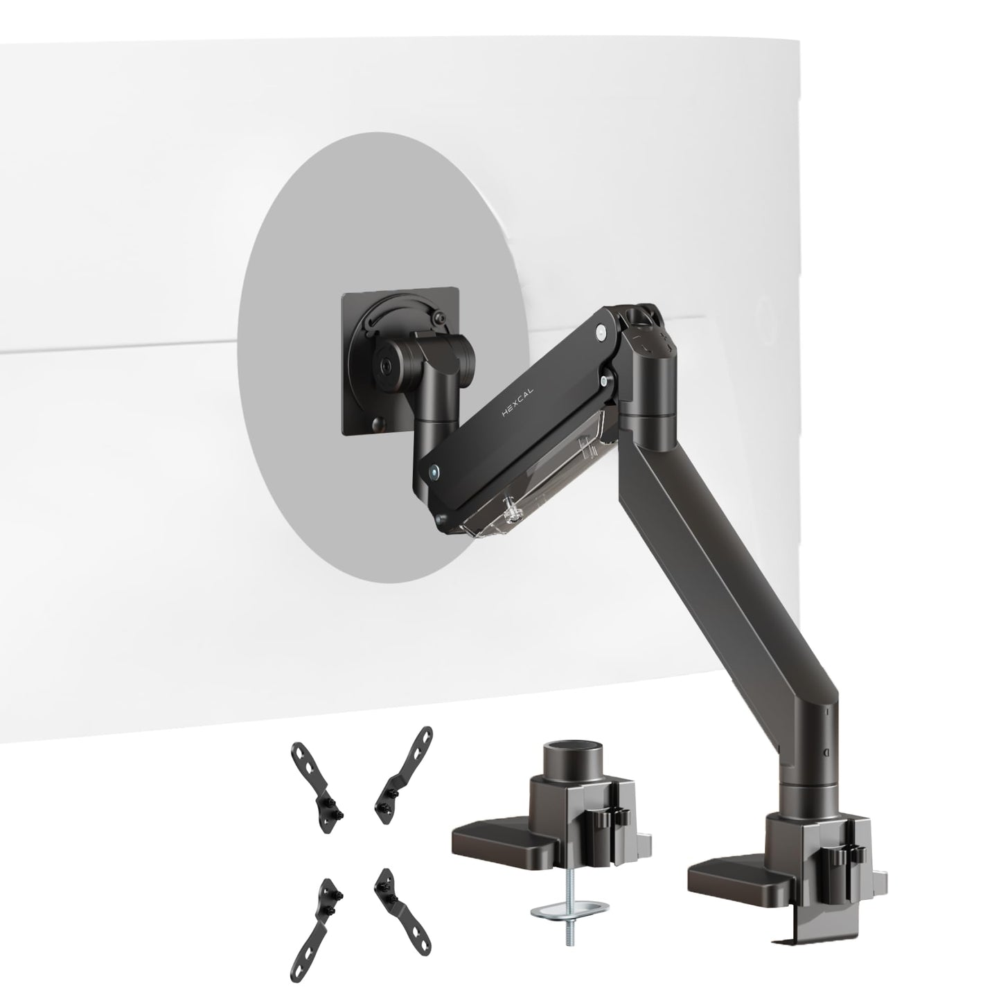 Hexcal Heavy Duty Monitor Arm for 57" Ultrawide Screens, Support up to 59.4 lbs, Full Motion Desk Mount with Quick Release VESA (75/100/200mm)