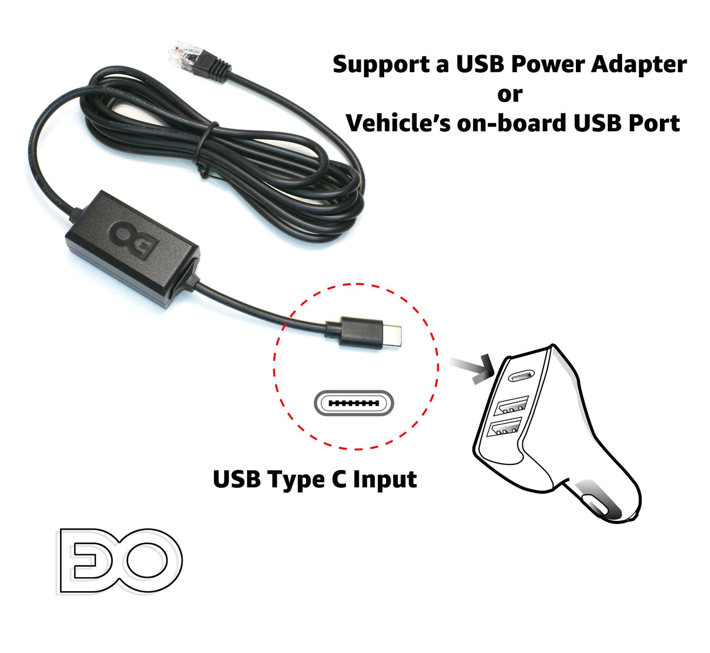 USB-C to RJ11 6 Ft Power Cord for Beltronic Sti Escort Passport Uniden Cobra Road Scout Radar Laser Detector