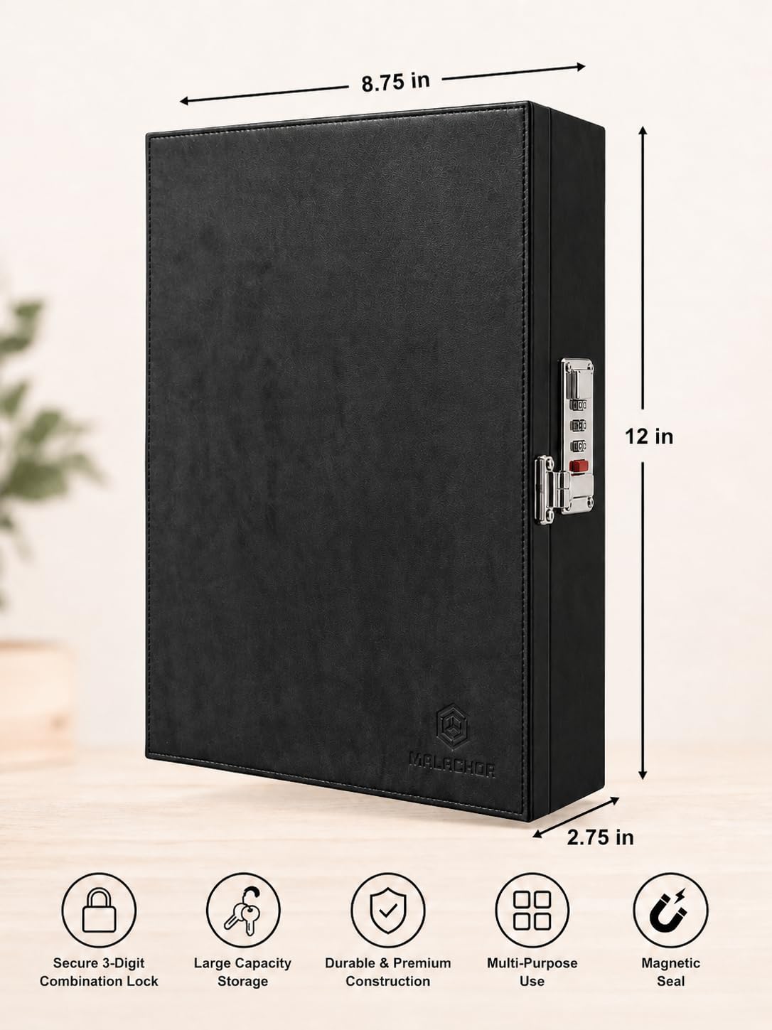 Faraday Key Box with Combination Lock (Black) - Wall Mounted Signal Blocking Box for Car Keys, RFID Cards & Fobs - Holds 6 Keys + 2 Card Sleeves From