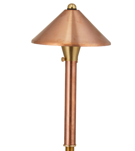 VOLT Conehead 12V Copper Mini Path Light (7" Shade, 15" Tall) for Low Voltage Landscape Lighting on Outdoor Pathway, Walkway, Garden, Driveway or